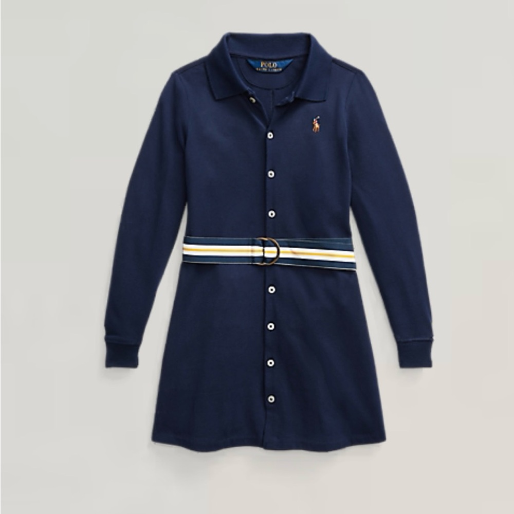Polo by Ralph Lauren Navy Shirt Dress with Striped Belt